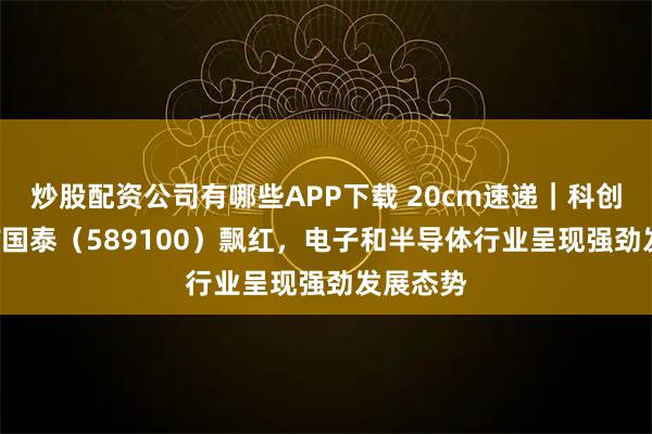 炒股配资公司有哪些APP下载 20cm速递｜科创芯片ETF国泰（589100）飘红，电子和半导体行业呈现强劲发展态势